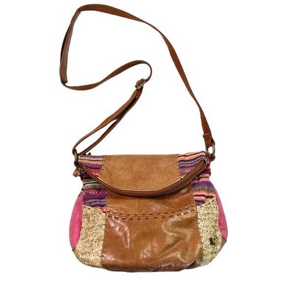 The Sak Deena Leather Boho Crossbody Fold Over Zip Bag - Picture 3 of 15